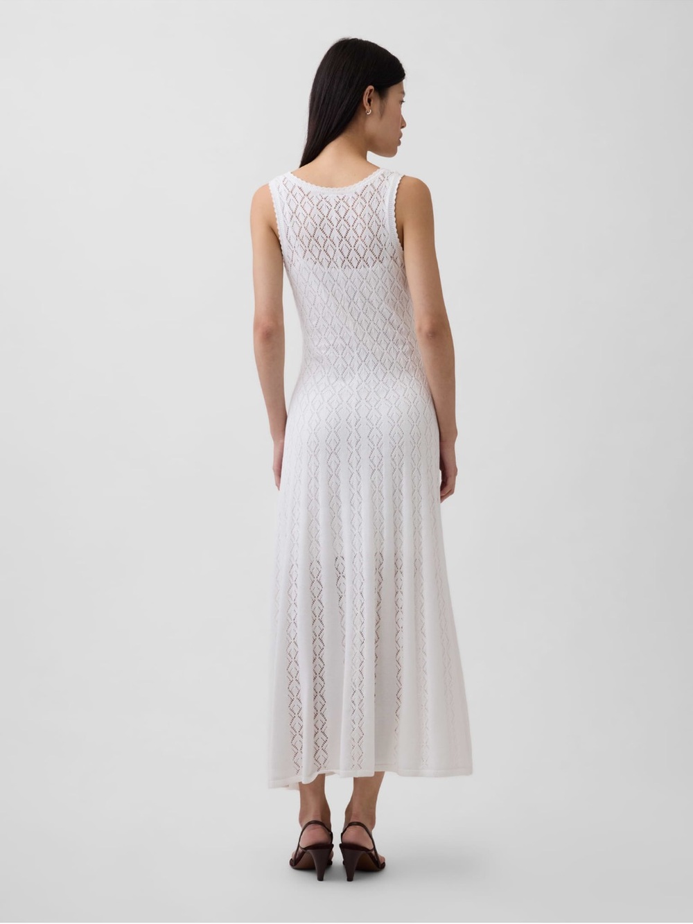 GAP Pointelle Maxi Knit Dress - white - size L - NWT - Picture 2 of 9